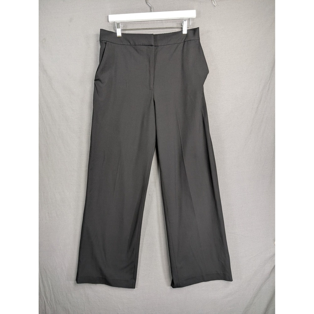Halogen Womens Black Wide Leg Trousers Size 12 High Rise Career Dress Pants